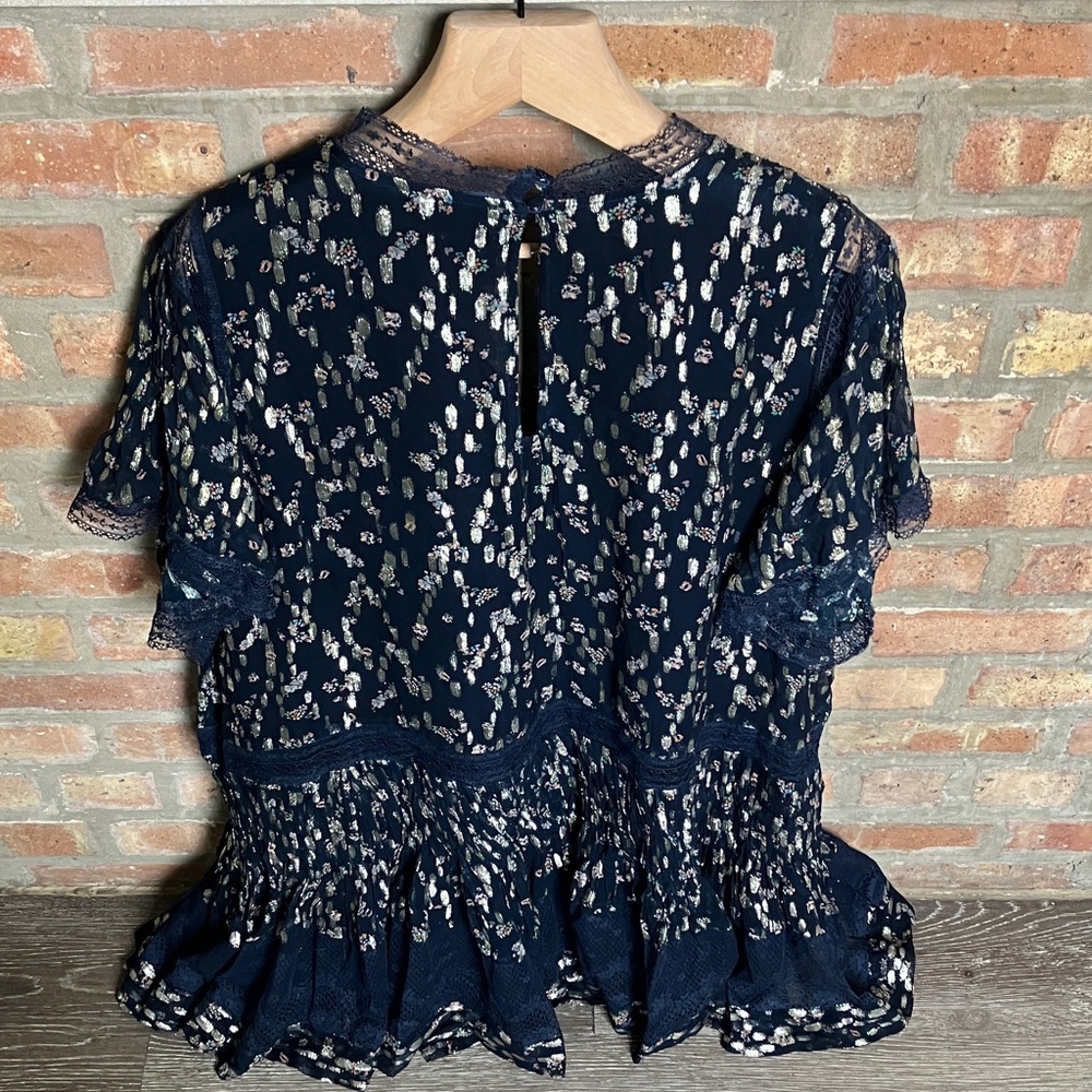 Anthropologie Maeve V-Neck Lurex Tiered Mini Dress. - Picture 7 of 16